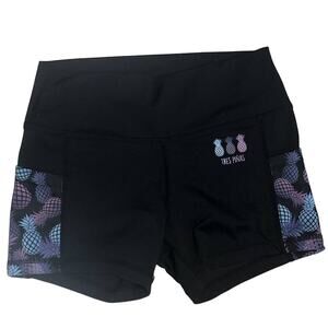 Tres Pinas OMG Finesse running cycling shorts black purple blue pockets sz XS